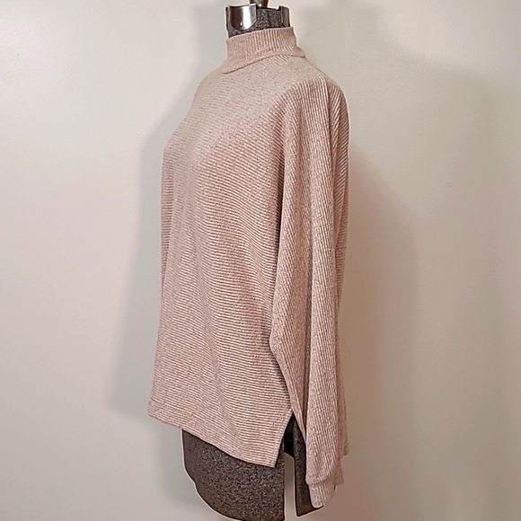 Banana Repubilc Brushed Marled Mock Neck Sweatshirt Tan Camel Size Small - Picture 4 of 9